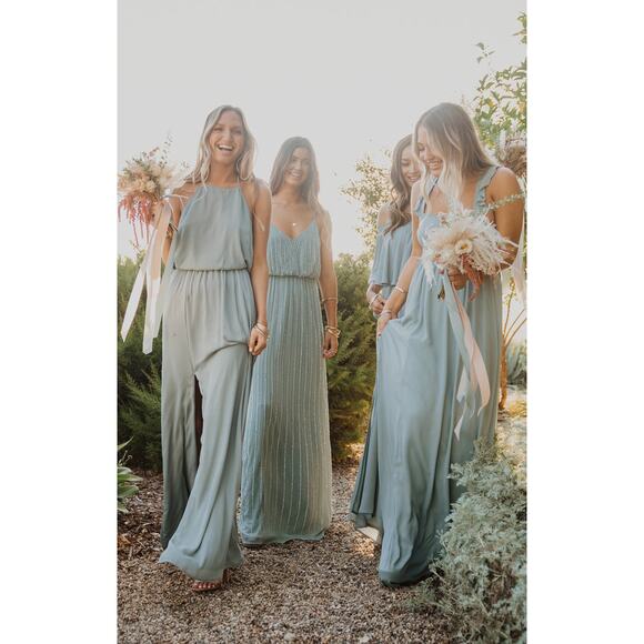 Show Me Your Mumu Heather Halter Maxi Dress in Silver Sage Crisp XXL NWT - Picture 1 of 7